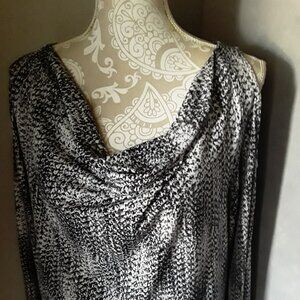 Worthington cowl neck cold shoulder black and white top size XL